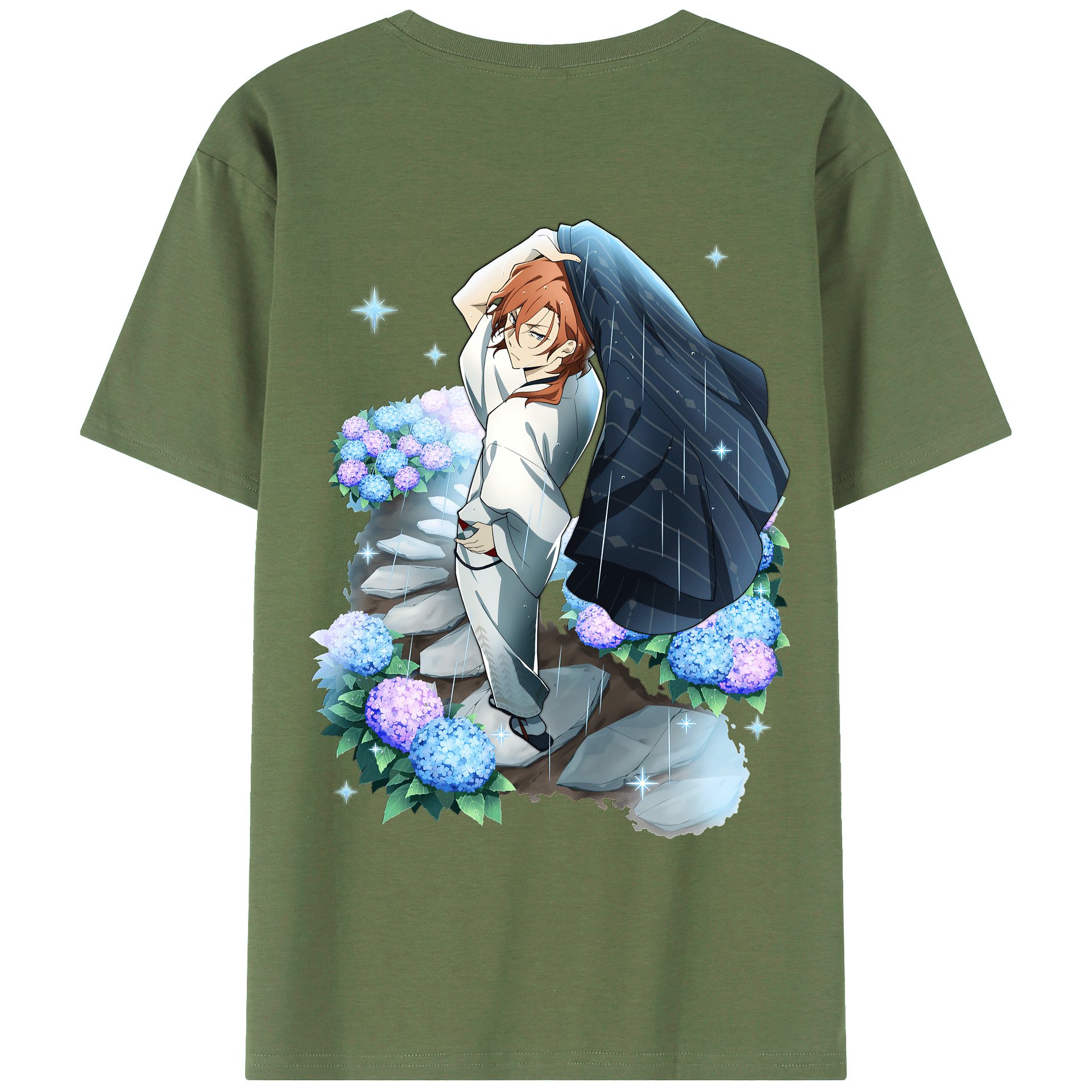 （画像用） 文豪ストレイドッグス Bungo Stray Dogs 綿100％ メンズ半袖Tシャツ（バックプリント） 通気性